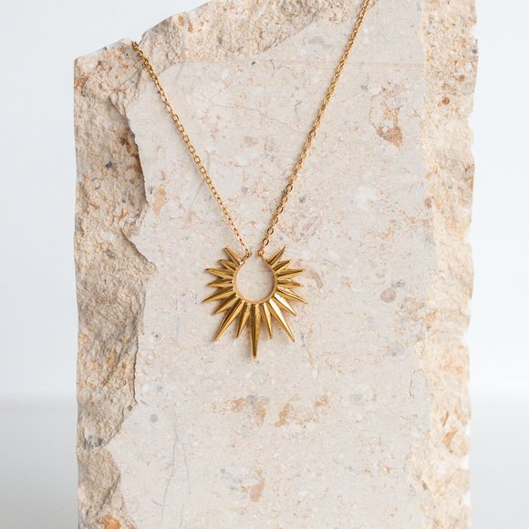 Unique Gold Necklace Waterproof Sunburst Necklace Sun Celestial Necklace - Picture 11 of 14